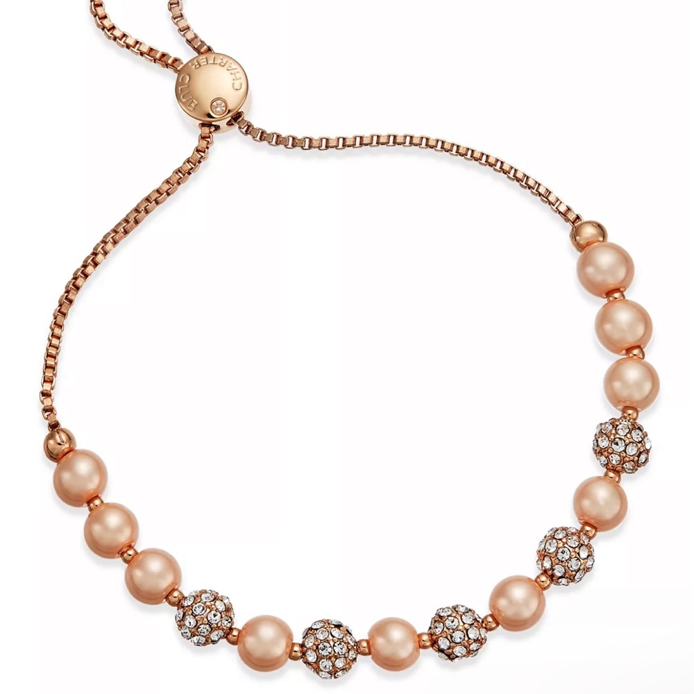 Charter Club Pavé & Imitation Pearl Slider Bracelet